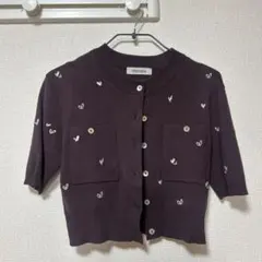 COCO DEAL 刺繍ニットカーディガン ブラウン