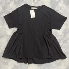 ナノユニバース　コンビギャザー切り替えカット　トップス　ブラック