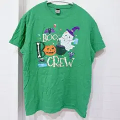 ギルダン ハロウィン Ｔシャツ 丸首 半袖 ハロウィン柄 【L】緑 綿 イベント