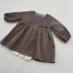 petit main ブラウン 長袖 ロンパース ワンピース コーデュロイ 70