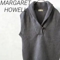 MARGARET HOWELL ニットベスト 襟付き ウール カシミヤ 重ね着のサムネイル