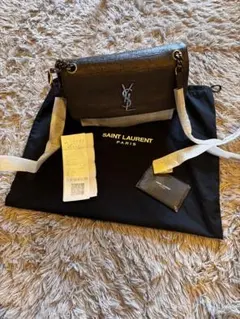 極美品SAINT LAURENT グレー ショルダーバッグ