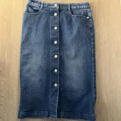 ダークデニム ボタンフロント タイトスカート
