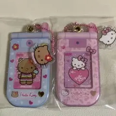 ハローキティ スライドガラケーキーホルダー ヒョウ柄 日焼けキティ2個セット