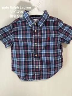 Ralph Lauren ネイビー系チェック半袖シャツ