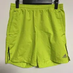 adidas 蛍光イエロー ポリエステル100% ショートパンツ M