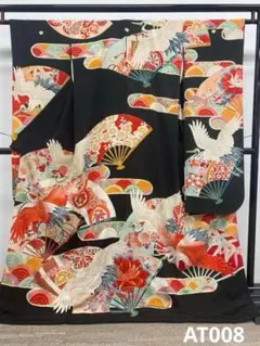 アンティーク 振袖 金駒 金銀彩 刺繍 正絹 身丈167cm 紋付 AT008のサムネイル
