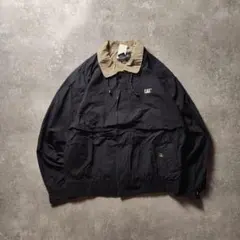 00sCAT企業ロゴコットンジャケットスウィングトップ短丈ユニセックスブラックL