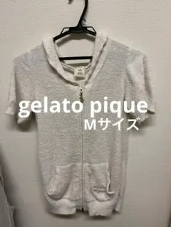ジェラートピケ ピンクモコモコ半袖部屋着Mフードポケット付