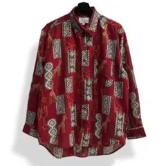 美品 VINTAGE 総柄 90s ヴィンテージシャツ 個性派古着 バブル期