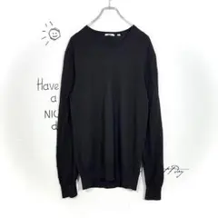 UNIQLO ユニクロ Vネックセーター ウール 黒 Lサイズ ニット 長袖