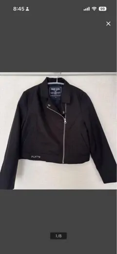 PINK-latte ブラック クロップドライダースジャケット