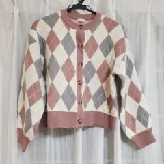 ハニーズ　Honeys　アーガイルチェックカーディガン　ダイヤ　ニット　ボレロ