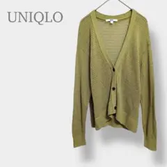 【UNIQLO ユニクロ】メッシュショートカーディガン　長袖　Vネック　M