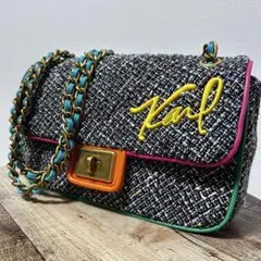 m*n様 KARL LAGERFELD ロゴ ツイード チェーンショルダー マル
