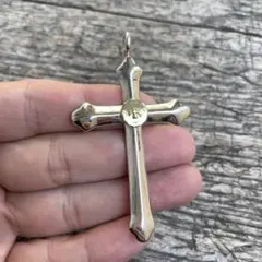 残1 印台 メタル 付き クロス ネックレス トップ チェーン ハンドメイド