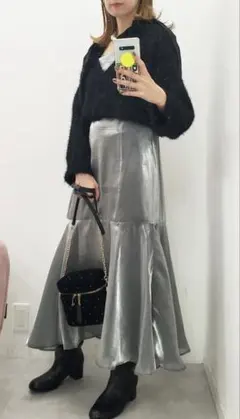 NICE CLAUP ロングワンピース カーディガン付き