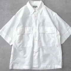 美品 マーガレットハウエル バンドカラー コットンシャツ 半袖
