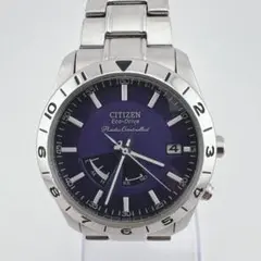 稼動 CITIZEN エコドライブ H416-S045347 電波時計 紫