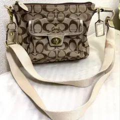 COACH ショルダーバッグ ベージュ ロゴプリント