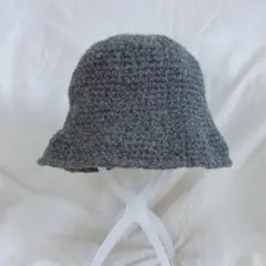 ハンドメイド かぎ針編み バケットハット 帽子 ニット帽 グレー