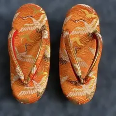 美品　草履　オレンジ　金　七五三　子供用　17cm
