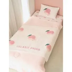 ジェラートピケ sleep 接触冷感フルーツ柄リバーシブルキルトケット ピーチ