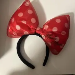 ミニーマウス 赤いドットリボンカチューシャ