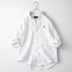 リネン100%【カスタムフィット】ラルフローレン　リネンシャツ ホワイト 白