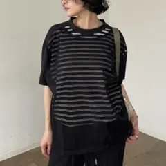 ear PAPILLONNER メッシュボーダーTシャツ【SUM1 STYLE】のサムネイル
