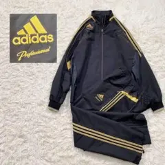 490【美品】アディダス プレミアム ジャージ セットアップ 黒 金 M
