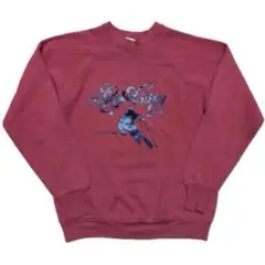 80s USA製 フルーツオブザルーム 赤 スキー プリント S