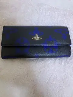 Vivienne Westwood 長財布 黒×青 オーブロゴのサムネイル