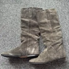 ファビオルスコーニ　スウェード　ロング　ブーツ　チャコール　37 箱あり