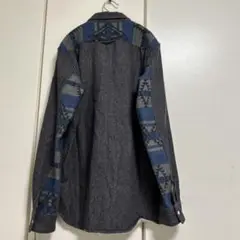 UNSTUDIED ダークグレー 長袖 シャツ ネイティブ柄 幾何学模様 L
