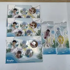 未開封】エヴァンゲリオン サマーフェス 缶バッジセット & アクスタ レイ マリ