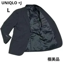 美品★UNIQLO +J 2020AW ウールブレンドジャケット L ストライプ