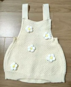 petit main 花モチーフ ニットロンパース 70