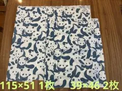 青いパンダ柄 ハギレ　オックス　3枚