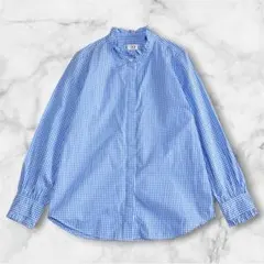 長袖シャツ　ブラウス　コットン100％　M　ギンガムチェック　千趣会