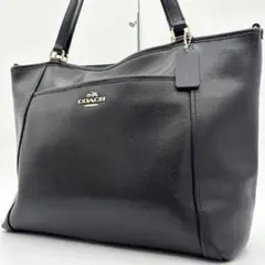 美品 COACH コーチ トートバッグ A4 クロスグレインレザー 黒 通勤のサムネイル