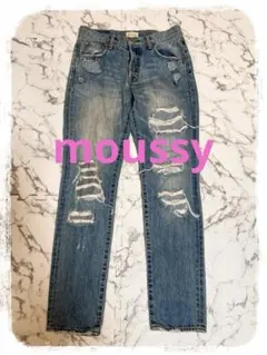 ☘️P1☘moussy ストレートダメージデニム 25