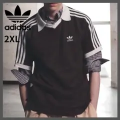【ラスト1着】2XL adidasワッフルショートスリーブポロ　ダークブラウンのサムネイル
