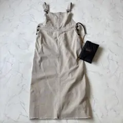 LEPSIM　デニムサロペットスカート　ジャンパースカート　ベージュ◆6969