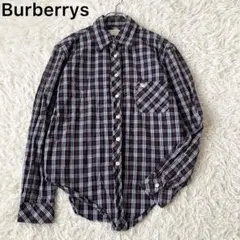美品✨ バーバリー ヴィンテージ ノバチェック 長袖シャツ ホース刺繍 ネイビー