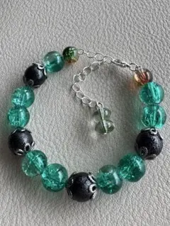 グリーン ビーズブレスレット 15cm（0402）