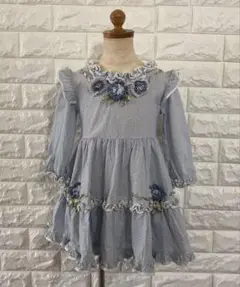 アルベロベロ　ワンピース　100 花　ギンガムチェック