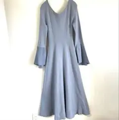 ライトブルーニットワンピース RANDA フレア 水色