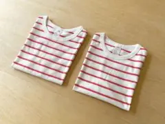 新品　H&Mベビー　半袖Tシャツ　赤ストライプ　100　2枚セット　双子