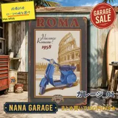 ★ガレージ_01★ブリキ看板 ROMA[20260908]観光 ヴィンテージ